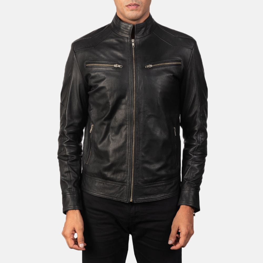Malone Black Leather Biker Jacket