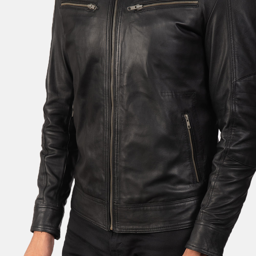 Malone Black Leather Biker Jacket