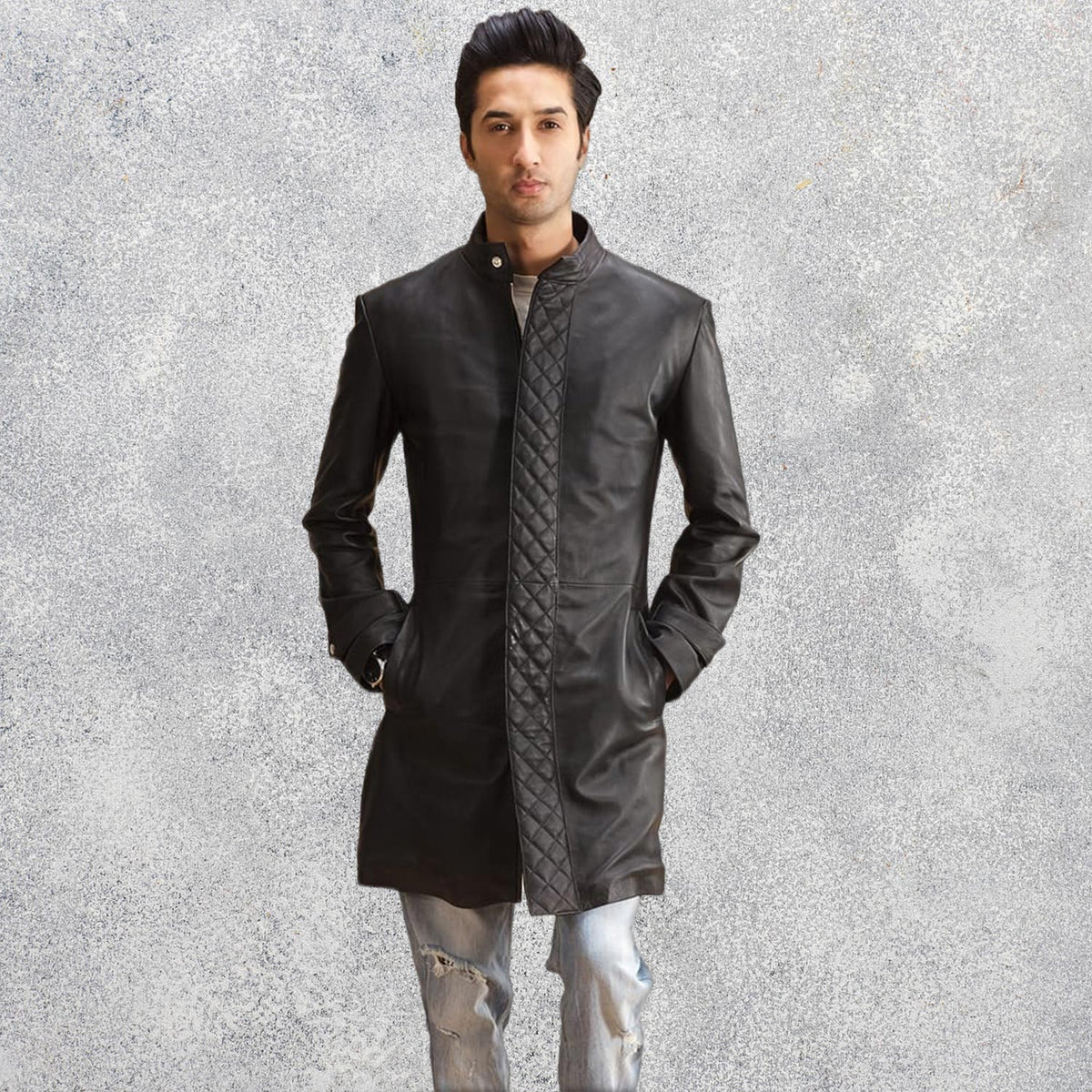 Magnus Quilted Black Leather Coat