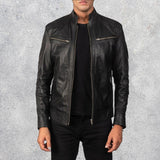 Malone Black Leather Biker Jacket