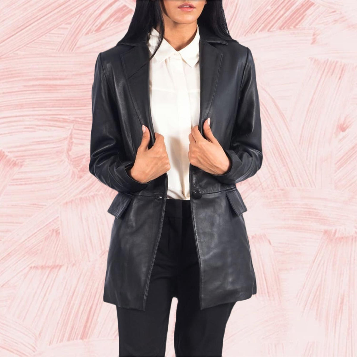 Marilyn Black Leather Blazer