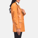 Evelyn Tan Brown Leather Blazer for Women