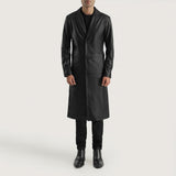 Mason Black Leather Single-Breasted Coat