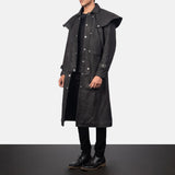 Maverick Black Leather Duster Leather Trench Coat
