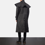 Maverick Black Leather Duster Leather Trench Coat