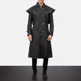 Maverick Black Leather Duster Leather Trench Coat
