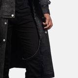 Maverick Black Leather Duster Leather Trench Coat