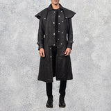 Maverick Black Leather Duster Leather Trench Coat