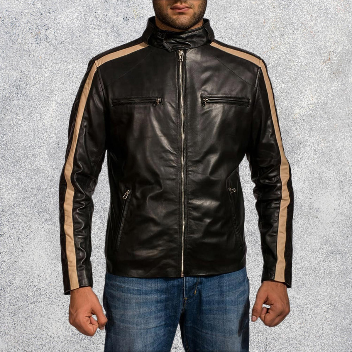 Maverick Black Men's Leather Biker Jacket