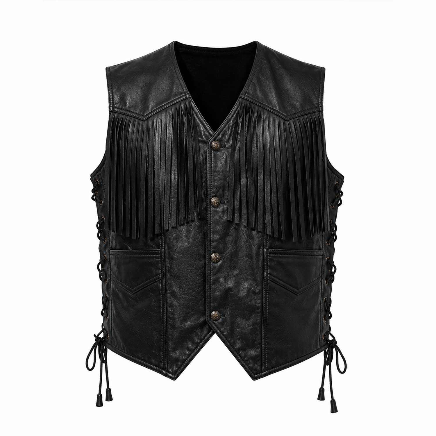 Premium Genuine Sheepskin Leather Cowboy Vest for Men