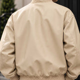 mens leather jacket
sheepskin jacket
leather bomber
beige leather
oversized bomber
mens bomber jacket
genuine leather
cream bomber
varsity jacket
button up jacket
leather outerwear
mens streetwear
minimalist jacket