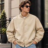 mens leather jacket
sheepskin jacket
leather bomber
beige leather
oversized bomber
mens bomber jacket
genuine leather
cream bomber
varsity jacket
button up jacket
leather outerwear
mens streetwear
minimalist jacket