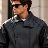 mens leather jacket

sheepskin jacket

black biker jacket

boxy fit jacket

funnel neck jacket

genuine leather

mens moto jacket

leather bomber

mens streetwear

black leather coat

leather outerwear

mens fall jacket

high collar jacket