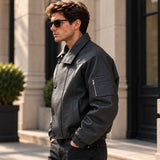 mens leather jacket

sheepskin jacket

black biker jacket

boxy fit jacket

funnel neck jacket

genuine leather

mens moto jacket

leather bomber

mens streetwear

black leather coat

leather outerwear

mens fall jacket

high collar jacket