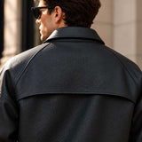 mens leather jacket

sheepskin jacket

black biker jacket

boxy fit jacket

funnel neck jacket

genuine leather

mens moto jacket

leather bomber

mens streetwear

black leather coat

leather outerwear

mens fall jacket

high collar jacket