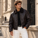 mens leather jacket

sheepskin jacket

chocolate brown

boxy leather jacket

faux fur collar

mens bomber jacket

aviator jacket

brown leather coat

genuine sheepskin

vintage flight coat

fur collar jacket

mens outerwear

leather zip jacket