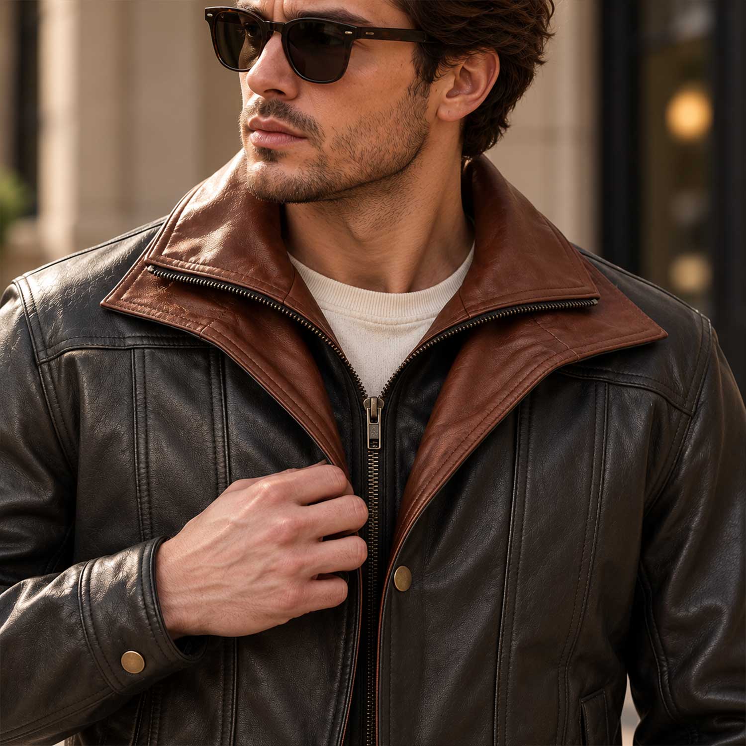 mens leather jacket

brown leather coat

sheepskin jacket

genuine leather

mens brown jacket

classic leather

leather outerwear

mens casual jacket

vintage style coat

leather zip jacket

shirt collar coat

mens fall jacket

leather gift for him