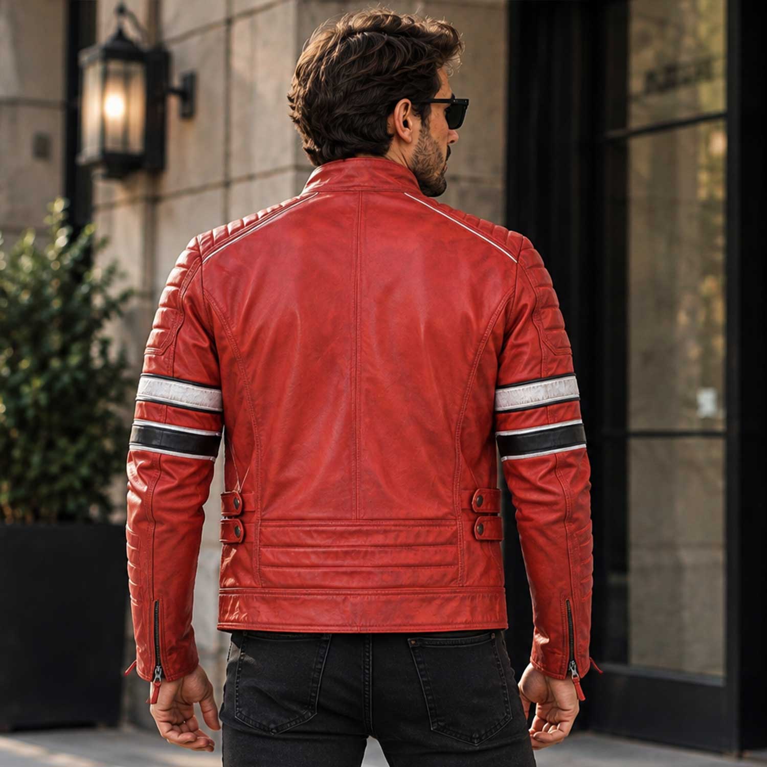 red leather jacket, mens biker jacket, sheepskin jacket, motorcycle jacket, red biker jacket, leather moto jacket, racing leather, genuine leather, mens leather coat, slim fit jacket, biker outerwear, red moto jacket, leather racing