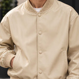 mens leather jacket
sheepskin jacket
leather bomber
beige leather
oversized bomber
mens bomber jacket
genuine leather
cream bomber
varsity jacket
button up jacket
leather outerwear
mens streetwear
minimalist jacket