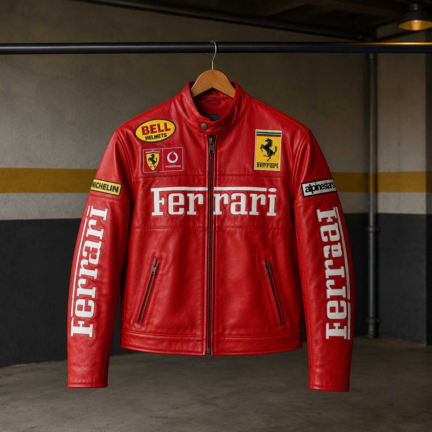 Motorsport enthusiasts
Motorcycle lovers
Racing fans
Automotive enthusiasts
Streetwear outfits
Casual everyday wear
Racing-inspired fashion
Men and women
Gift for leather jacket lovers