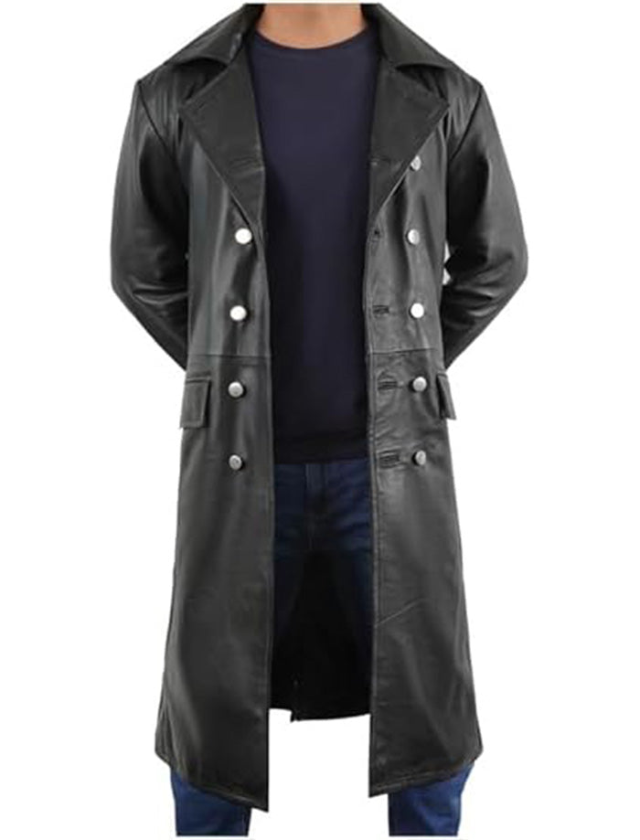 Men’s Regal Black Lambskin Military Trench Coat