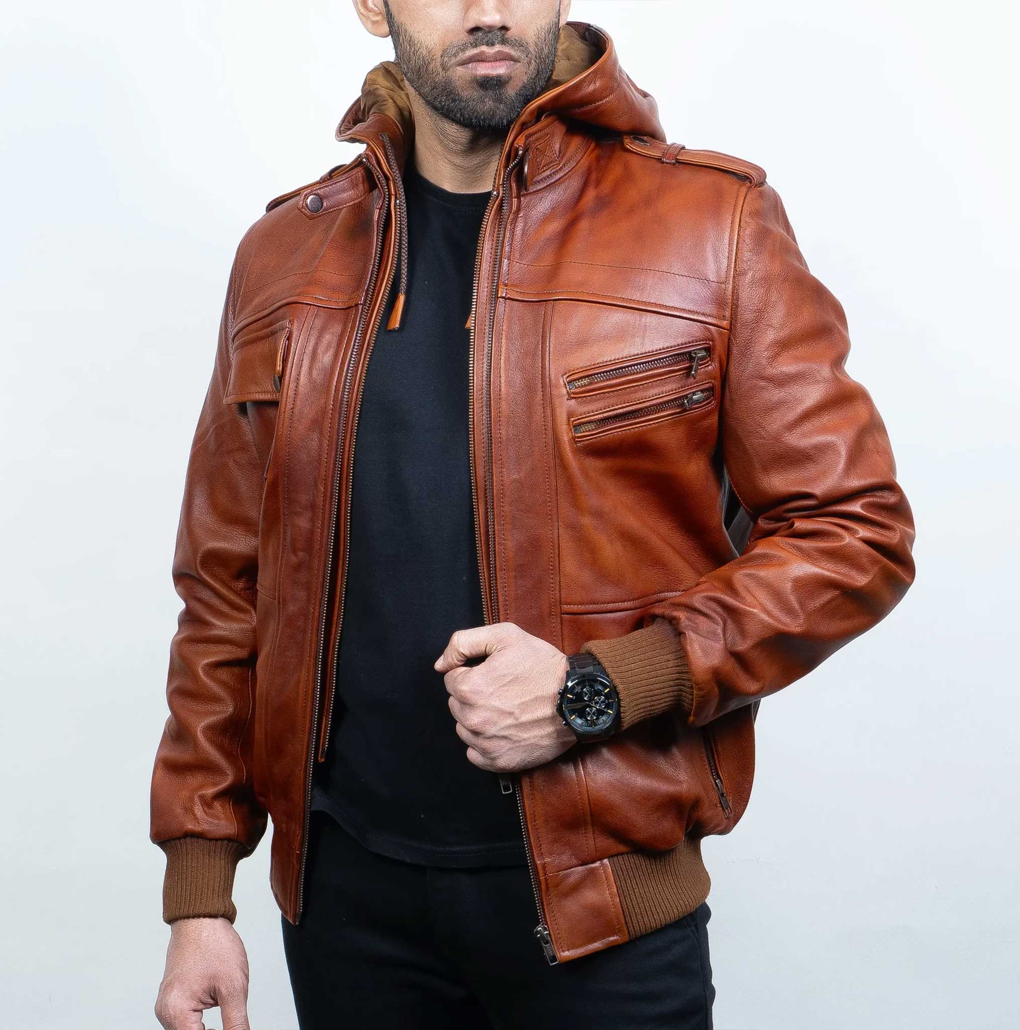 mens leather bomber jacket