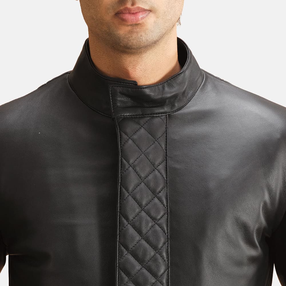 Magnus Quilted Black Leather Coat