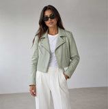 Leather Cropped Moto Jacket for Women