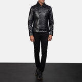 Morris Black Leather Peacoat