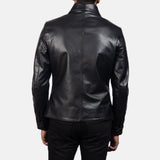 Morris Black Leather Peacoat