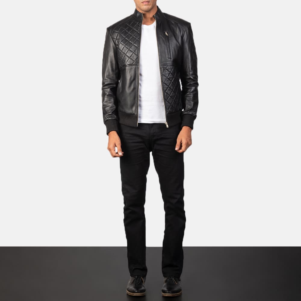 Morgan Black Leather Bomber Jacket