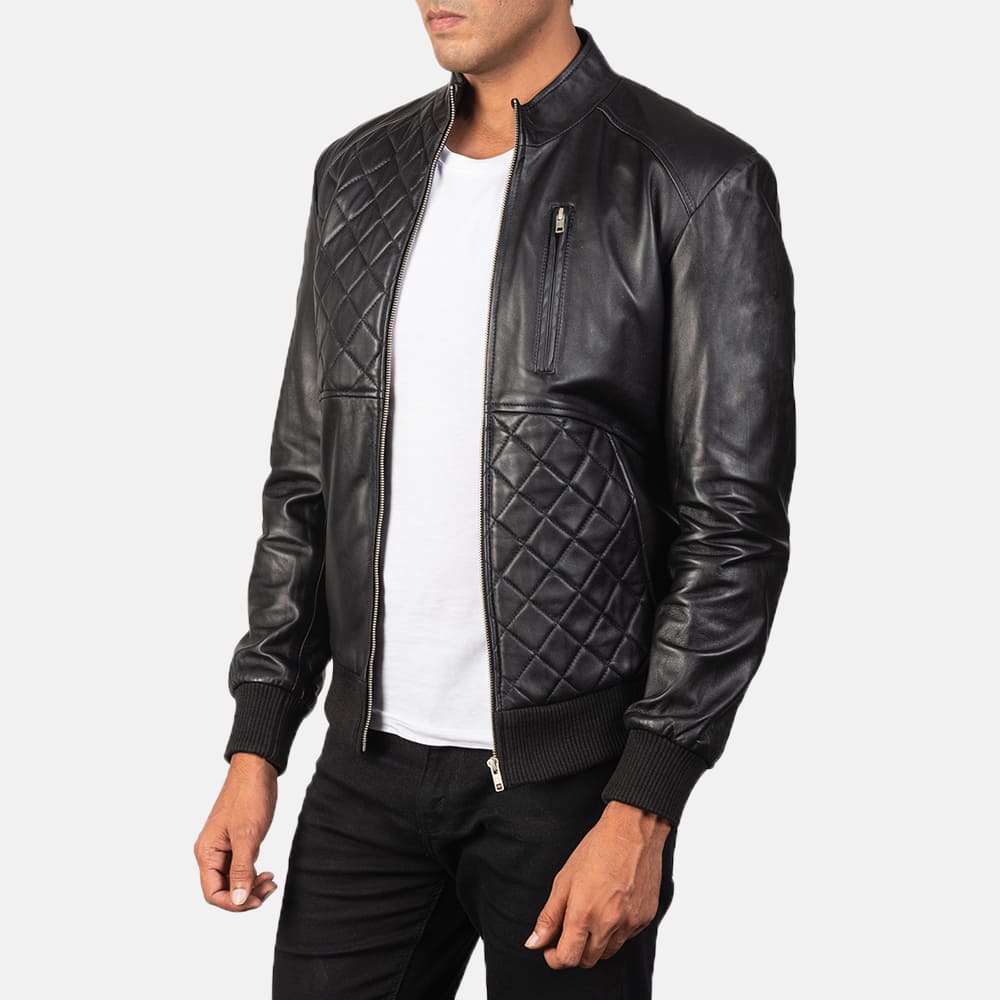 Morgan Black Leather Bomber Jacket