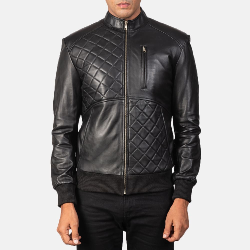 Morgan Black Leather Bomber Jacket