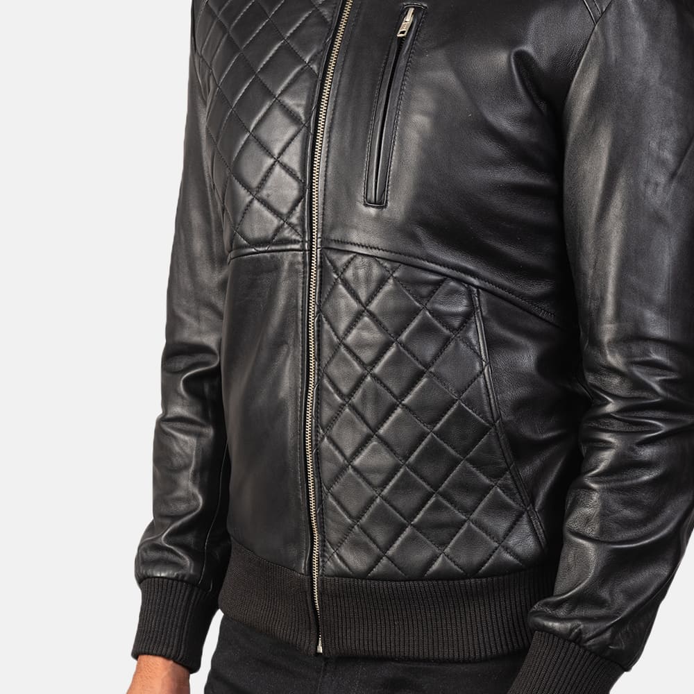 Morgan Black Leather Bomber Jacket