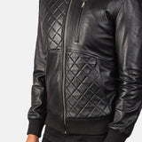 Morgan Black Leather Bomber Jacket
