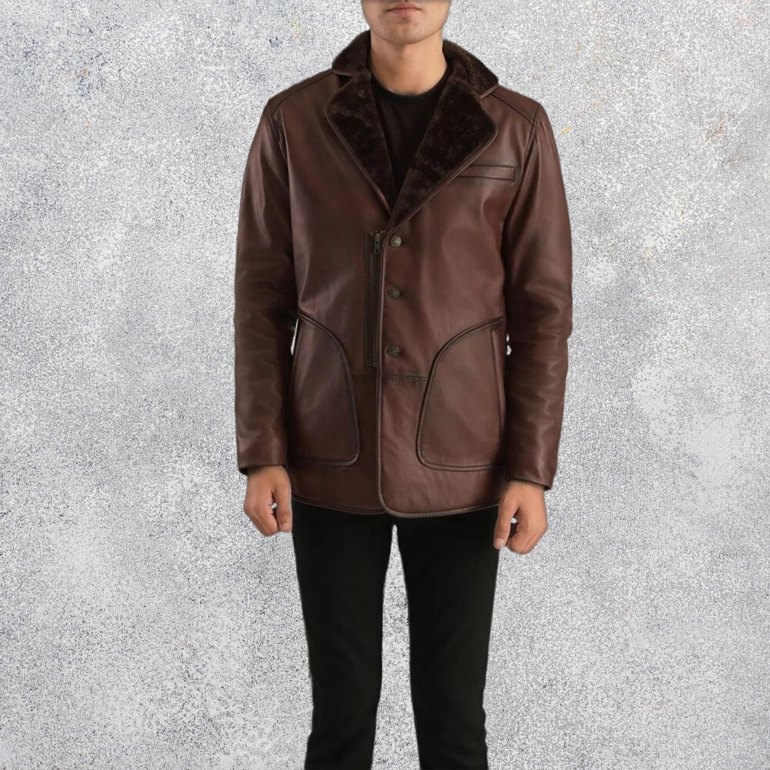 Montana Distressed Brown Men's Fur Leather Coat