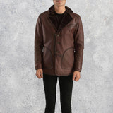 Montana Distressed Brown Men's Fur Leather Coat