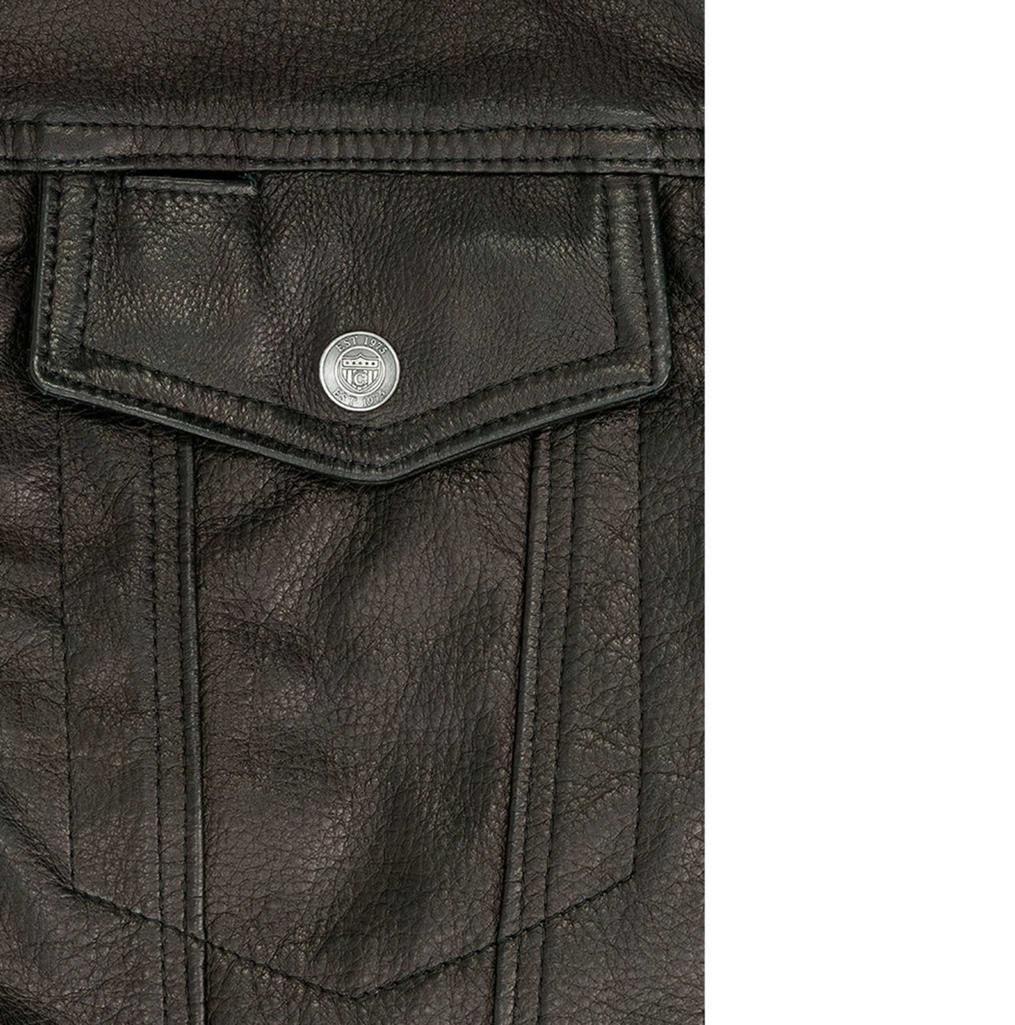 Black Calfskin Leather Moto Vest