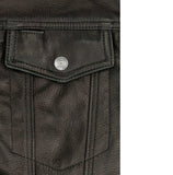 Black Calfskin Leather Moto Vest