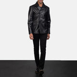 Bailey Black Leather Naval Peacoat