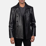 Bailey Black Leather Naval Peacoat