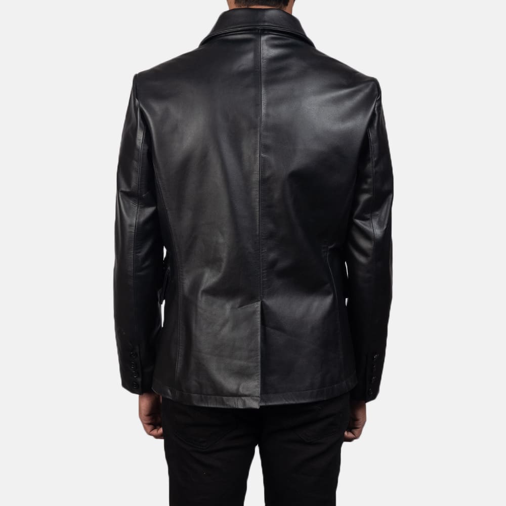 Bailey Black Leather Naval Peacoat