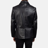 Bailey Black Leather Naval Peacoat