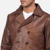 Bailey Brown Leather Naval Peacoat
