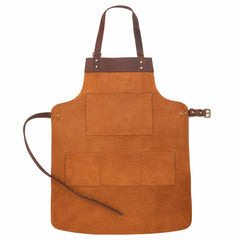 Multi-Pocket Leather Apron Full-Grain Cow Leather Texture