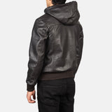 Nimbus Brown Hooded Leather Bomber Jacket