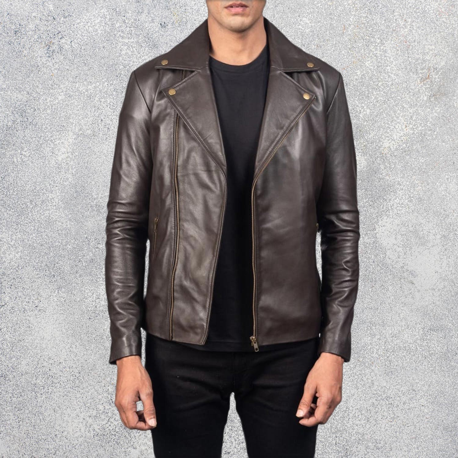 Noah Brown Leather Biker Jacket