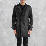 Obsidian Black Leather Coat for Men