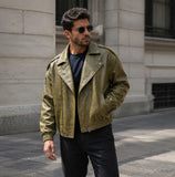 Leather Oversized Double Collar Biker Jacket