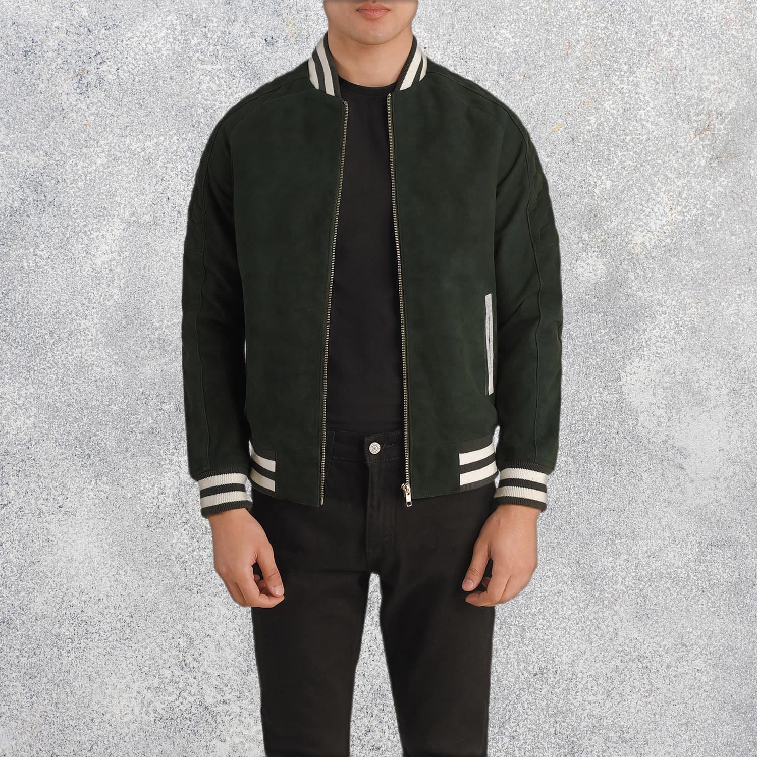 Pascal Green Suede Varsity Jacket